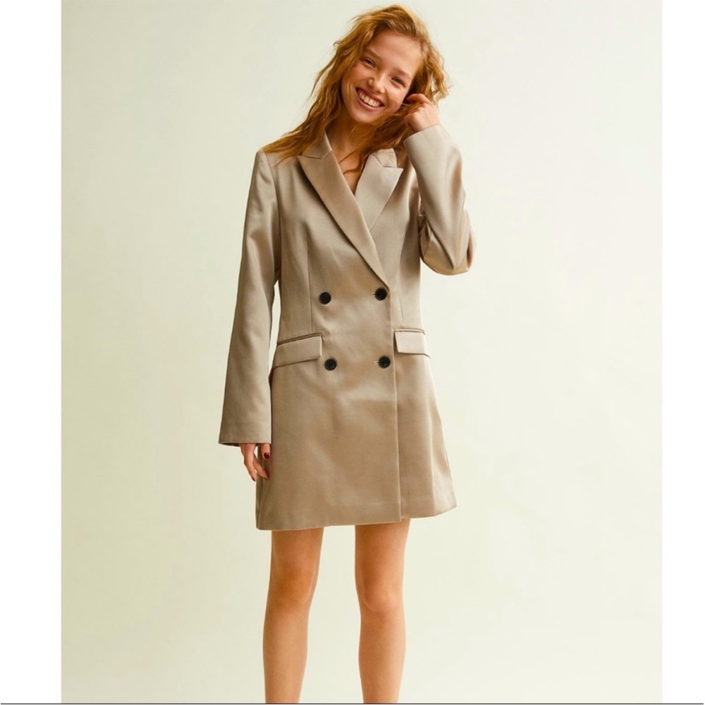 H&M Tan Double-Breasted Blazer Dress size XS NWT